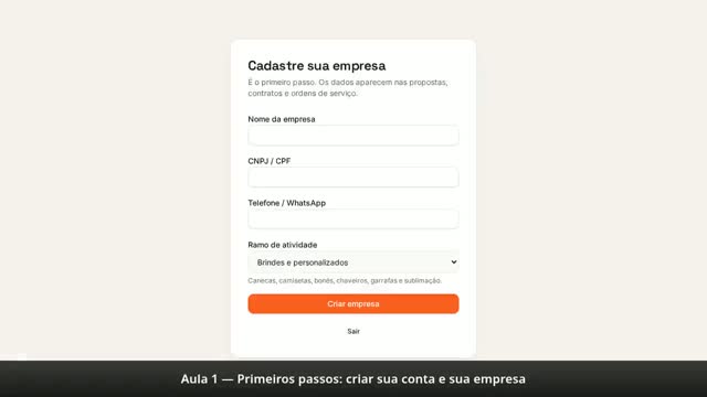 Prévia da aula 1: Aula 1 — Primeiros passos: conta e empresa